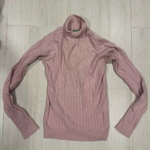 United Colors of Benetton Pink Cable Knit Turtleneck Sweater size‎ Small